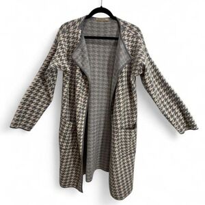Hunterville houndstooth cardigan long sleeve open front classic elegance Size M